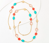 Denim & Co. 36" Faceted Stone Strandage Necklace w/ 3"Extender